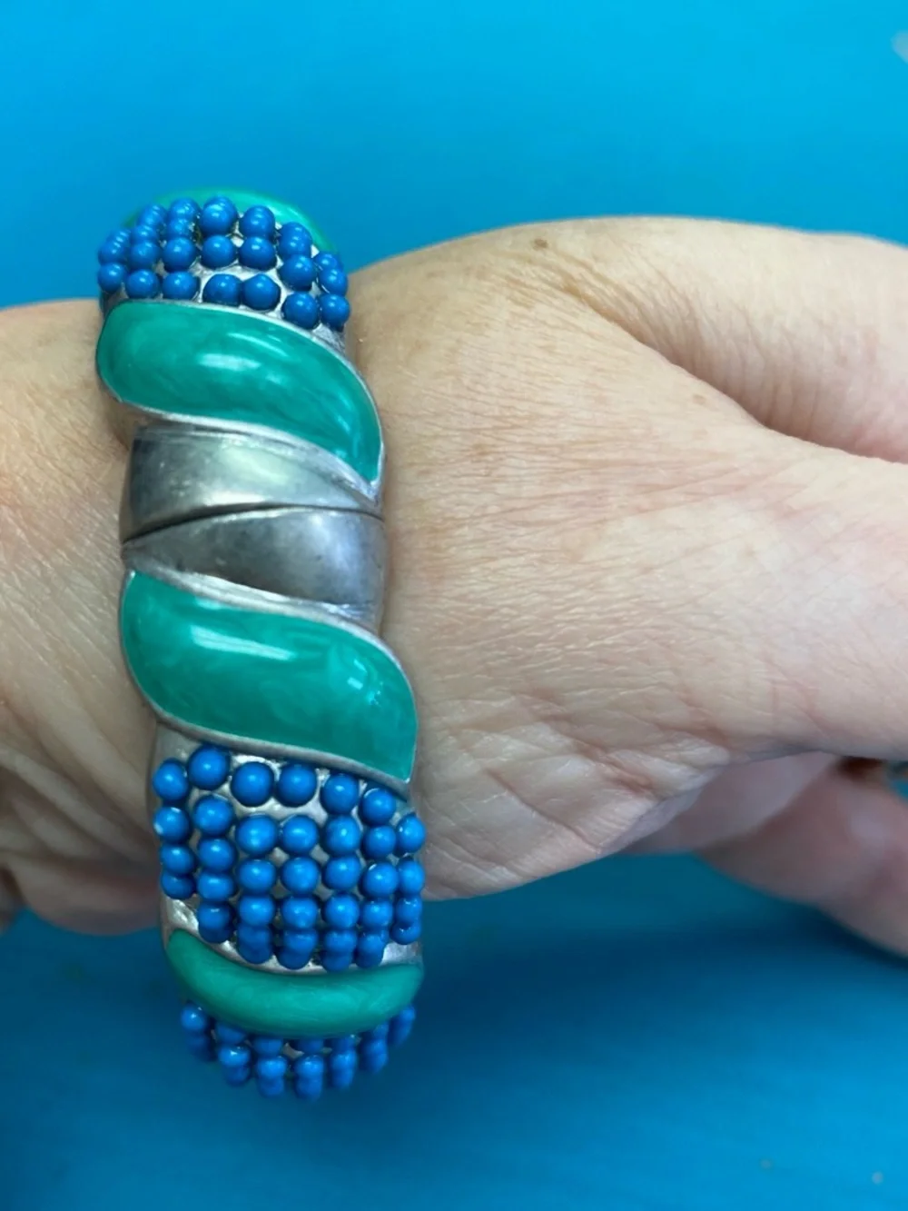 Turquoise and Blue Bead Statement Bracelet
